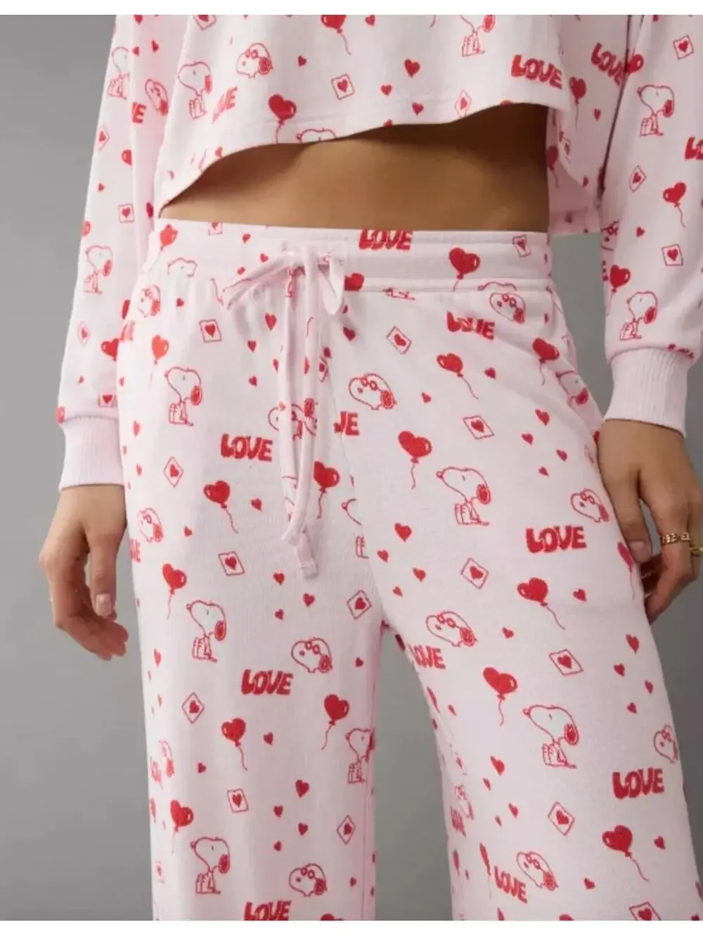(RC) American Eagle Snoopy Valentine’s Day Plush Pajama Set XL Fleece Lounge